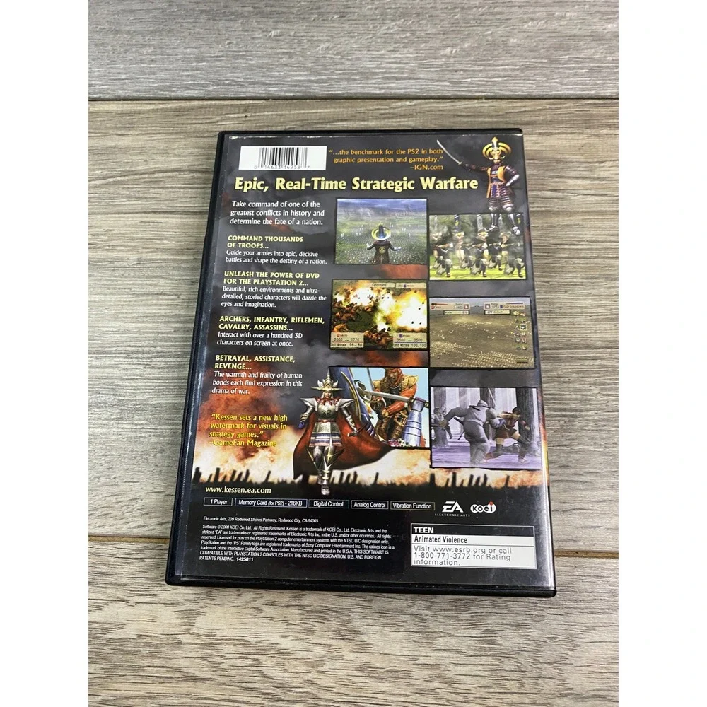 Kessen Sony PlayStation 2 PS2 2000 Real Time Strategy Koei SLUS-20098 no game